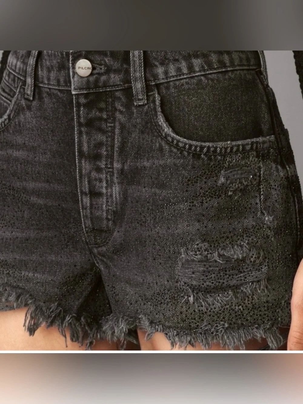 The Devon Rhinestone Distressed Denim Shorts by Pilcro ~ NWT - Picture 2 of 4